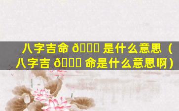 八字吉命 🐎 是什么意思（八字吉 💐 命是什么意思啊）